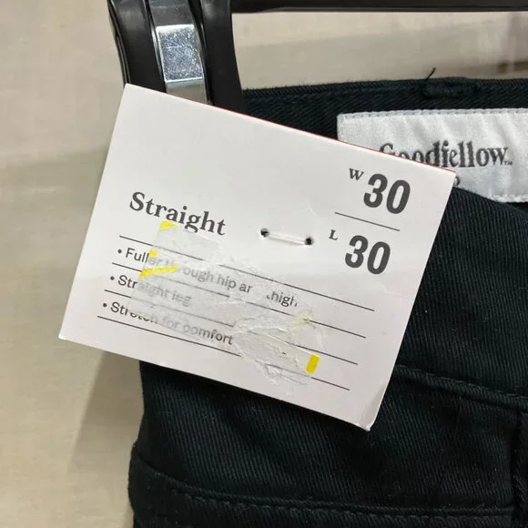 NWT Goodfellow & Co Men's Black Fly Button & Zipper Straight Fit 5-Pocket Pants - Picture 6 of 16